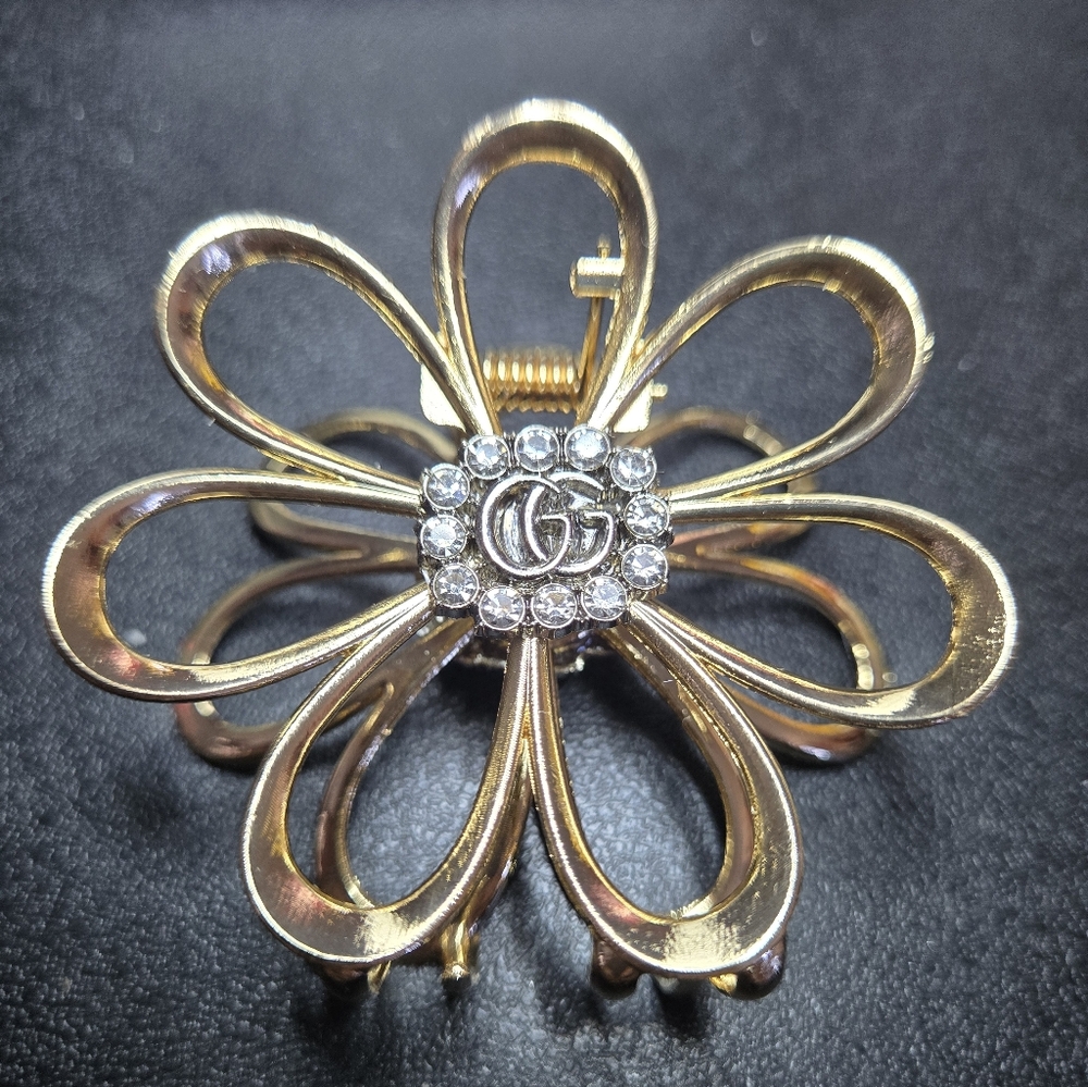 💫FASHION FLOWER METAL HAIR CLAW CLIP GOLD